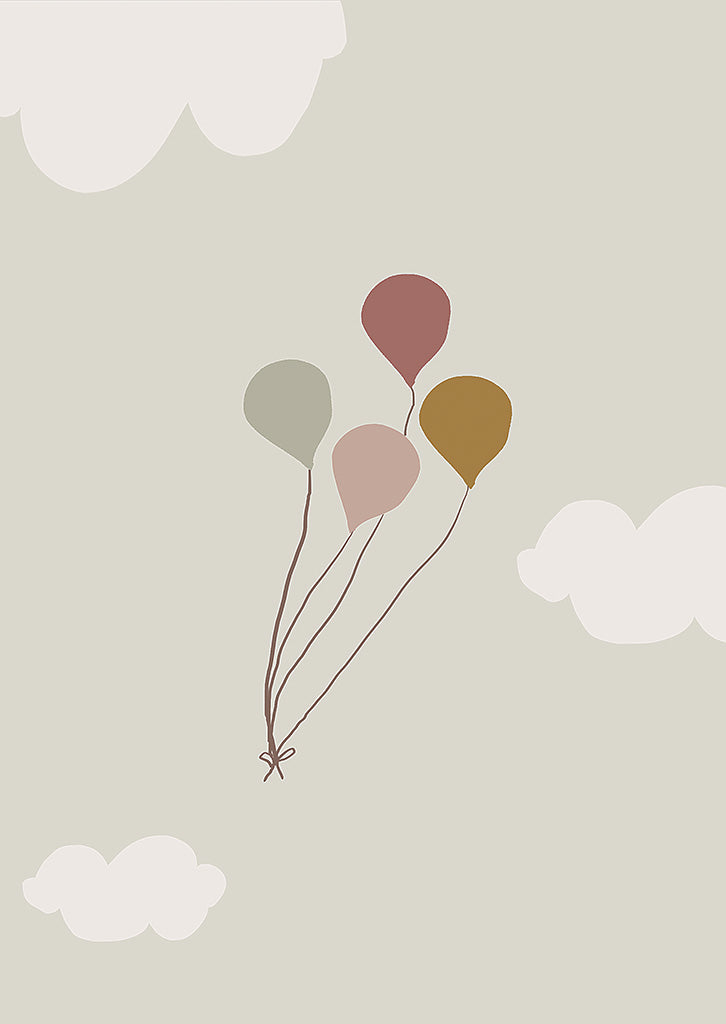 Balloon and clouds Wall Art