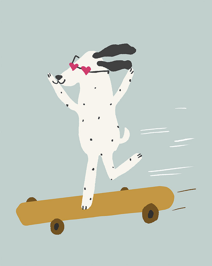 Dog on skateboard Wall Art