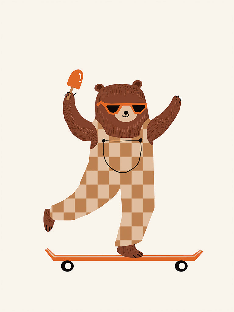 Bear on skateboard Wall Art