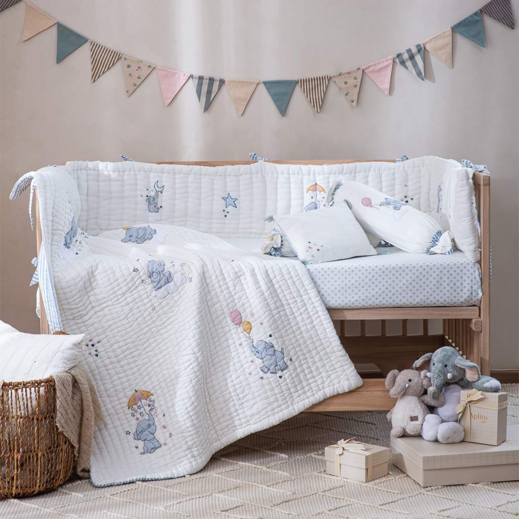 Baby Bedding Set - Little Tuskers - Blue