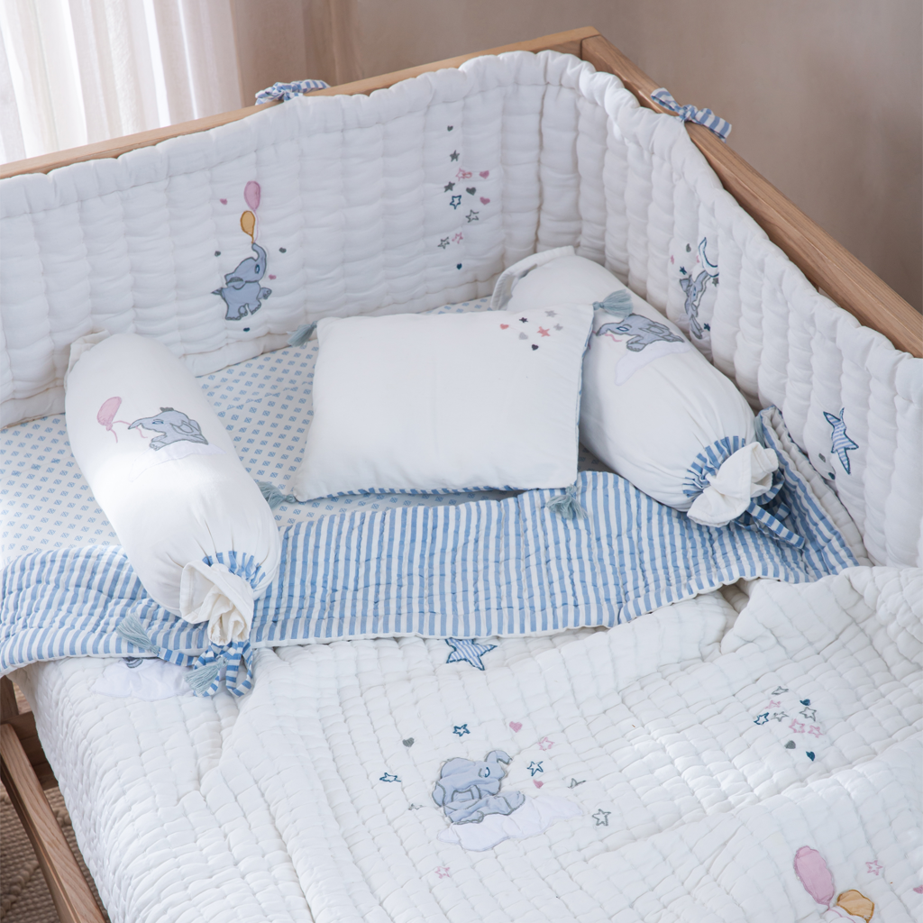 Baby Bedding Set - Little Tuskers - Blue