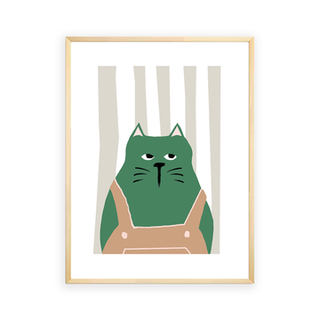 Green cat Wall Art