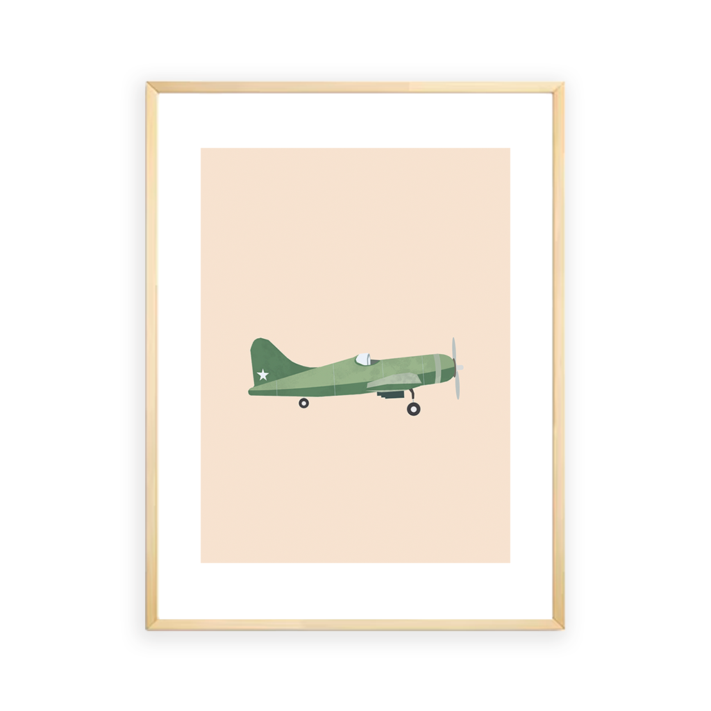 Plane green star Wall Art