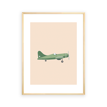 Plane green star Wall Art
