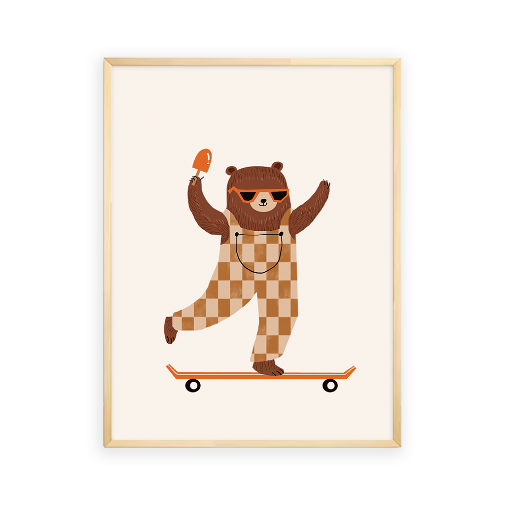 Bear on skateboard Wall Art