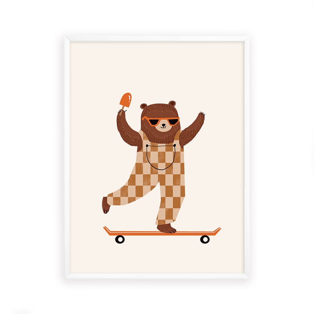 Bear on skateboard Wall Art