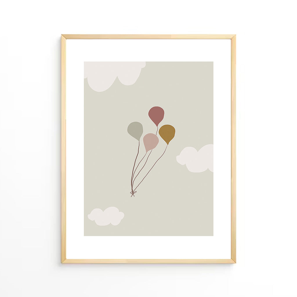 Balloon and clouds Wall Art