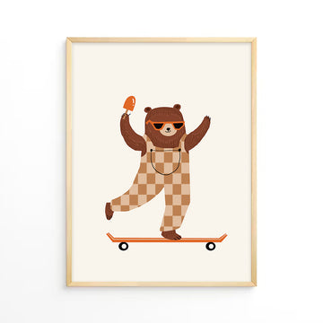 Bear on skateboard Wall Art