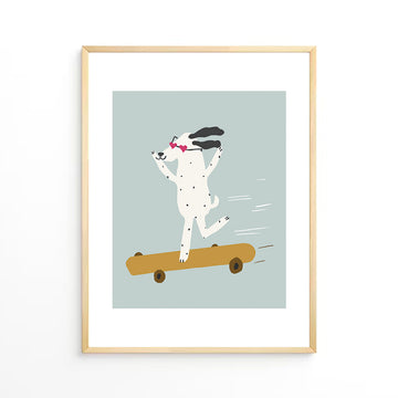 Dog on skateboard Wall Art
