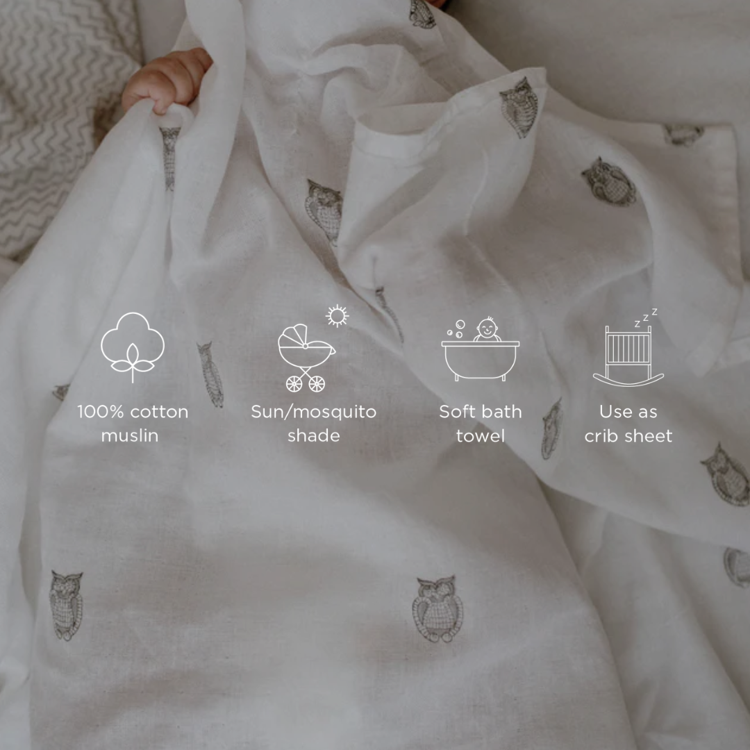 Owl Block Printed Kids Quilt (3+ Years)