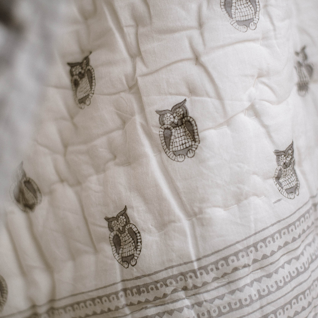 Owl Block Printed Kids Quilt (3+ Years)