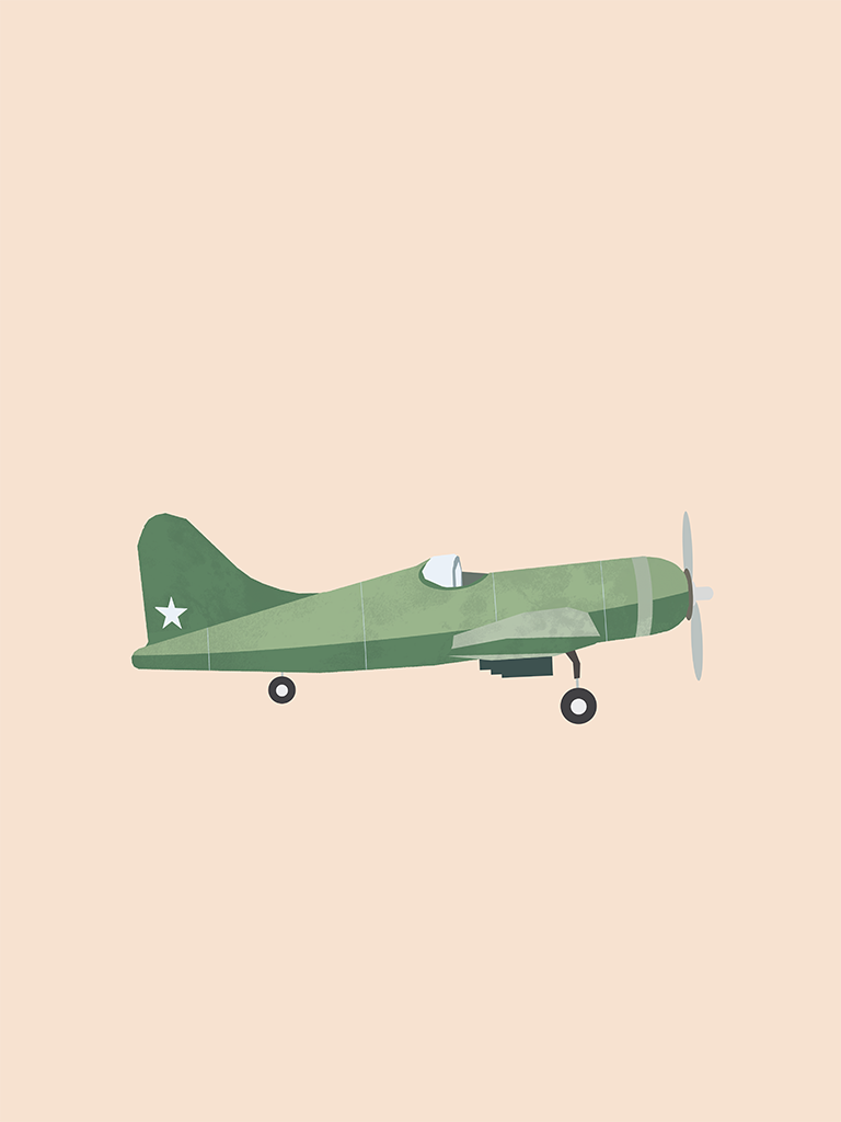 Plane green star Wall Art