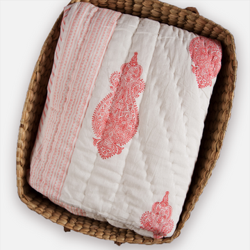 Orchid Block Printed Baby Quilt (0-3 Years)