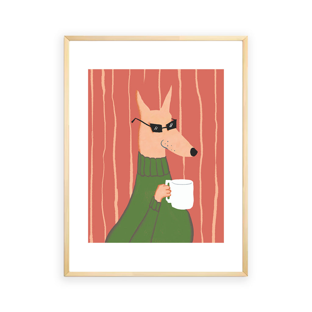 Dog holding mug Wall Art