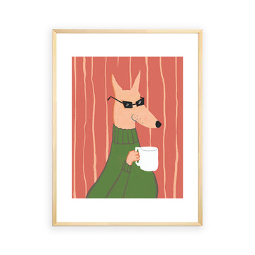 Dog holding mug Wall Art