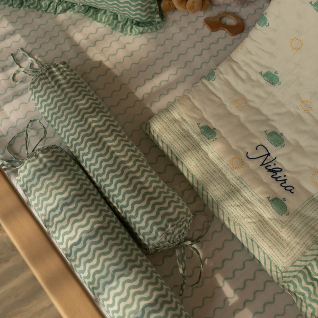 Raamae Moana Block Printed Bolster Pillow (Set of Two)