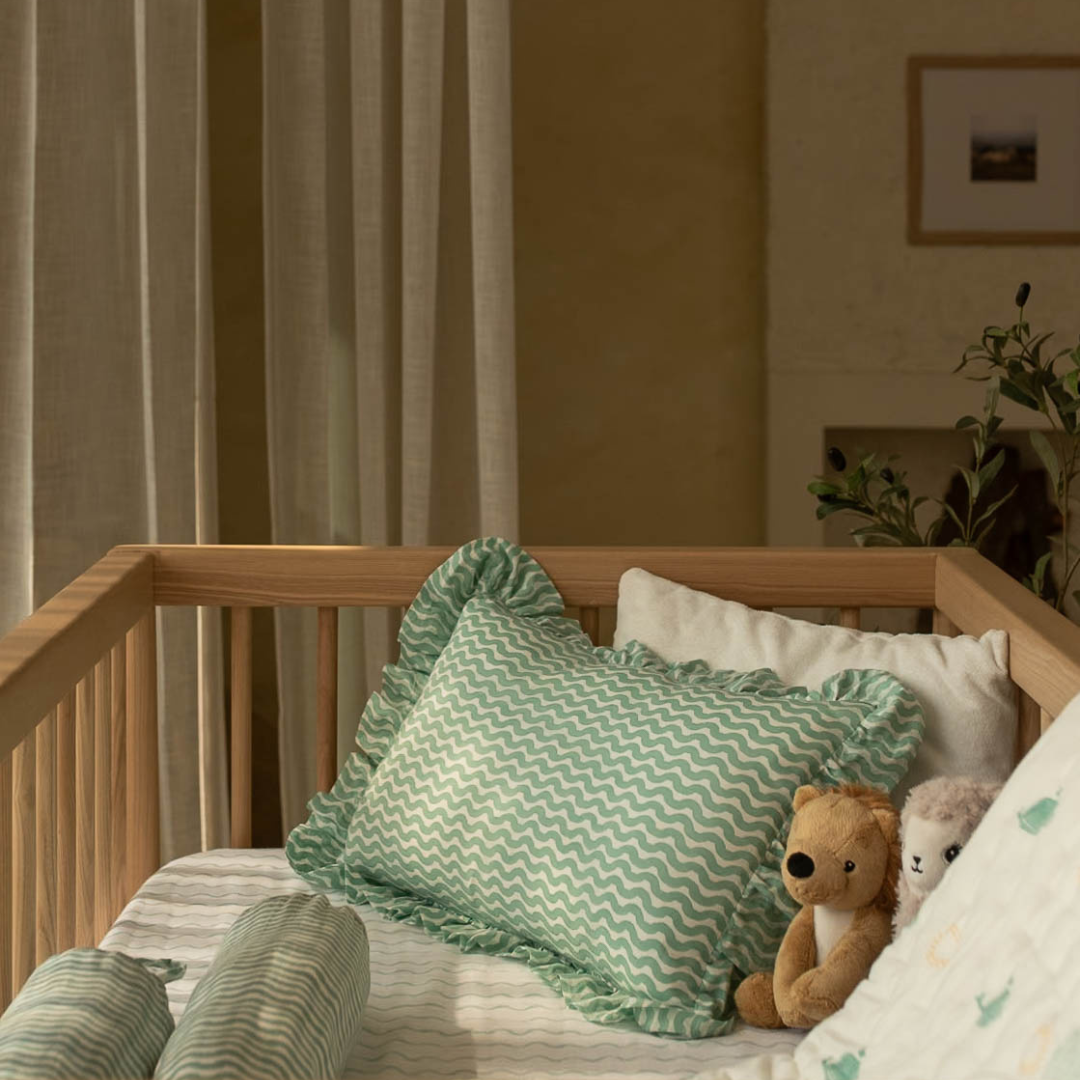 Raamae Moana Block Printed Ruffle Comfort Pillow