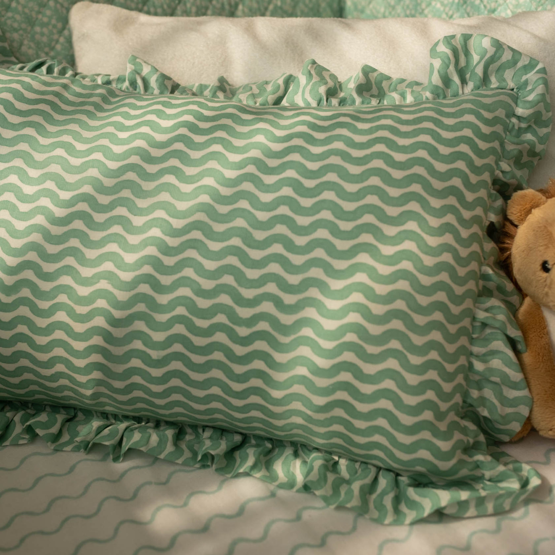 Raamae Moana Block Printed Ruffle Comfort Pillow