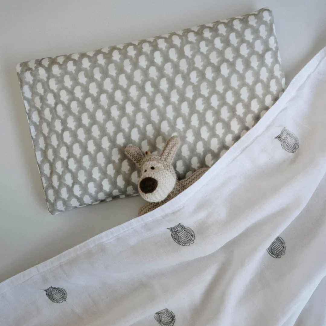 Head-shaping Mustard Rai Pillow - Owl - with 2 Pillow covers