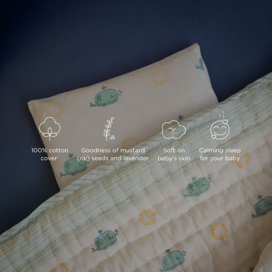 Head-shaping Mustard Rai Pillow - Moana - with 2 Pillow covers