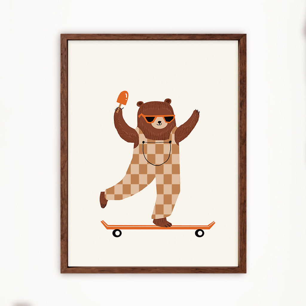 Bear on skateboard Wall Art