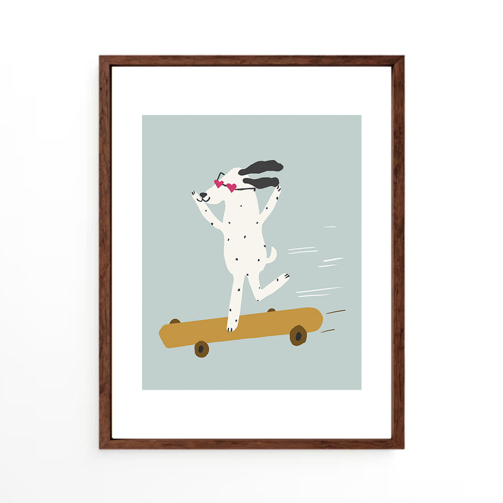Dog on skateboard Wall Art