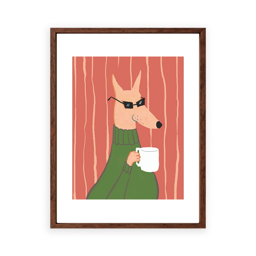 Dog holding mug Wall Art