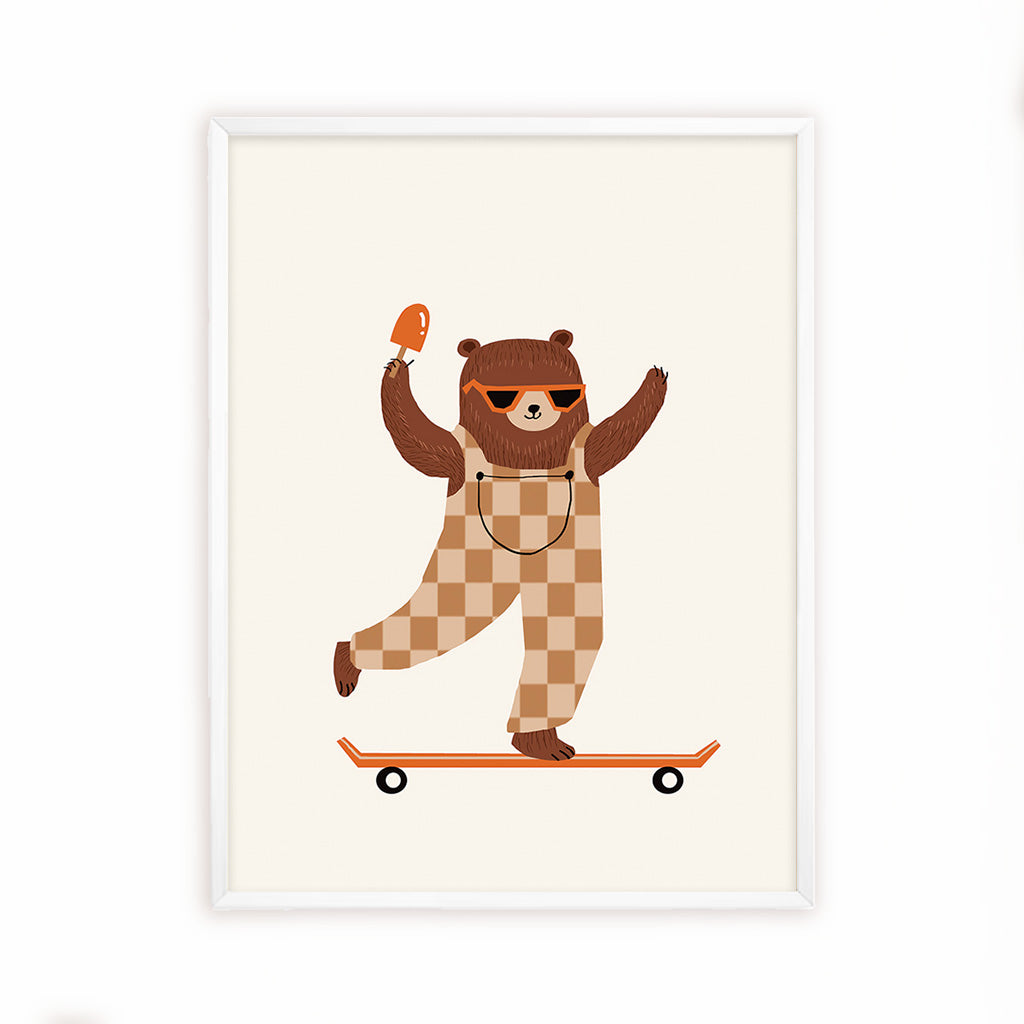 Bear on skateboard Wall Art