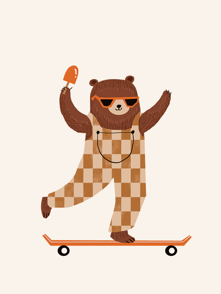 Bear on skateboard Wall Art
